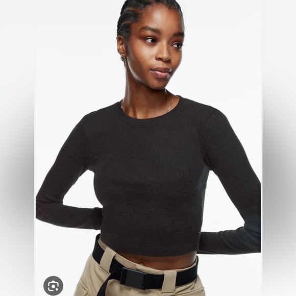 TNA Tops - TNA Glendale waffle black long sleeve size small.